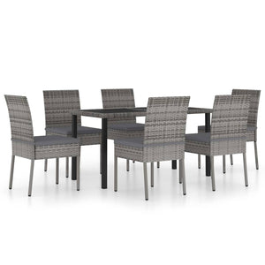 Set da Pranzo da Giardino 7 pz in Polyrattan Grigio 3065702