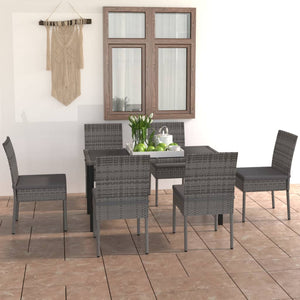 Set da Pranzo da Giardino 7 pz in Polyrattan Grigio 3065702