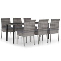 Set da Pranzo da Giardino 7 pz in Polyrattan Grigio cod mxl 36152