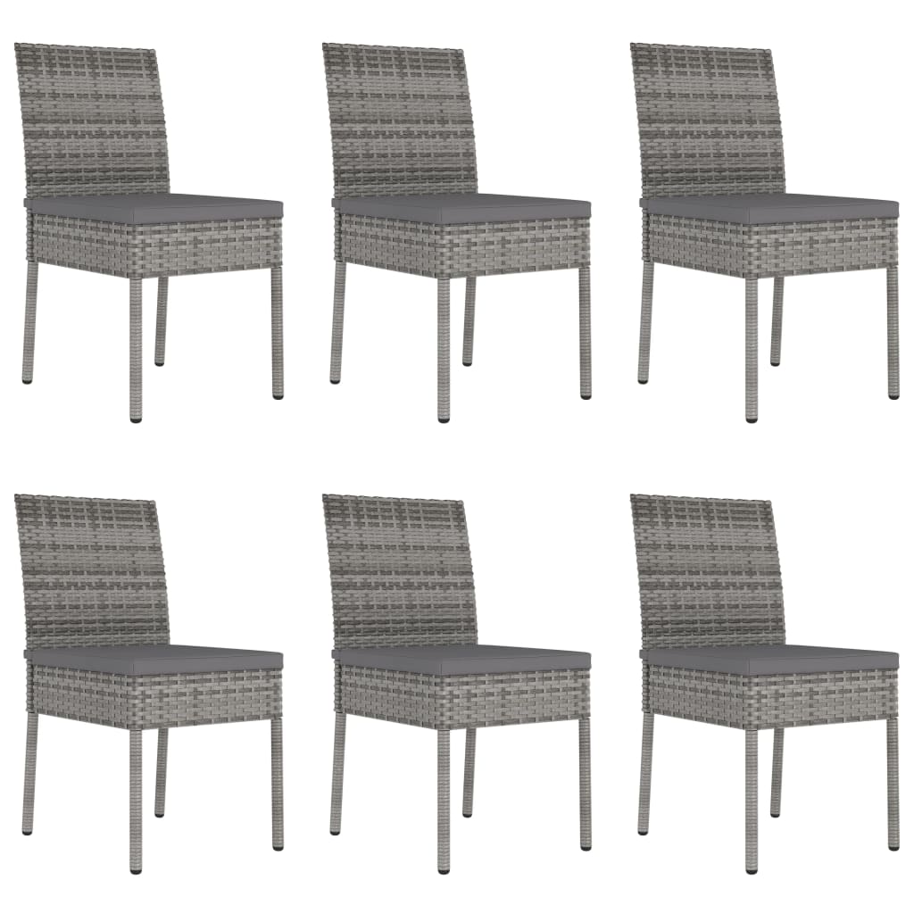 Set da Pranzo da Giardino 7 pz in Polyrattan Grigio cod mxl 36152