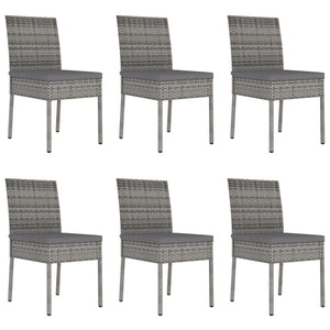 Set da Pranzo da Giardino 7 pz in Polyrattan Grigio cod mxl 36152