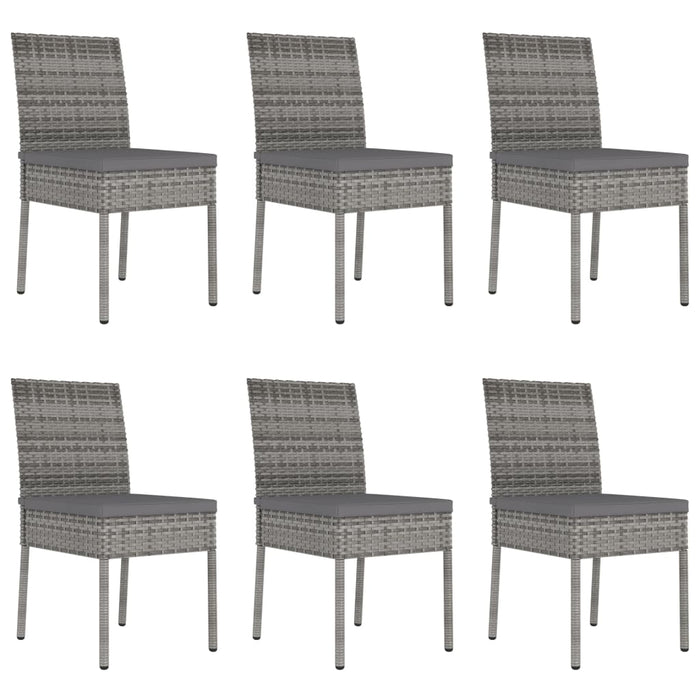 Set da Pranzo da Giardino 7 pz in Polyrattan Grigio cod mxl 36152