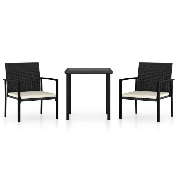 Set da Pranzo da Giardino 3 pz in Polyrattan Nero cod mxl 36151