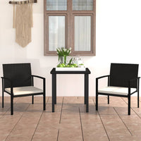 Set da Pranzo da Giardino 3 pz in Polyrattan Nero cod mxl 36151