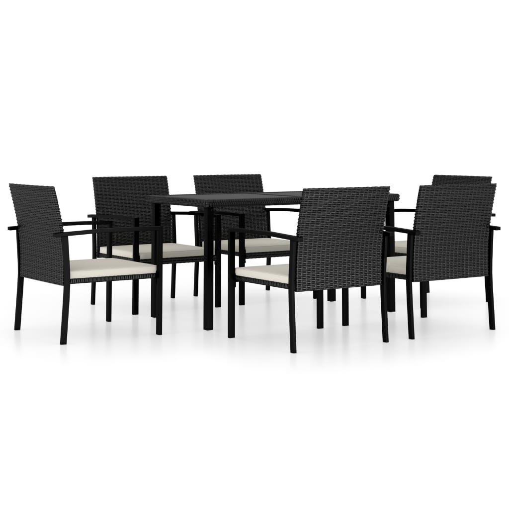 Set da Pranzo da Giardino 7 pz in Polyrattan Nero cod mxl 40991