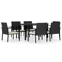 Set da Pranzo da Giardino 7 pz in Polyrattan Nero 3065708