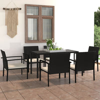 Set da Pranzo da Giardino 7 pz in Polyrattan Nero cod mxl 40991