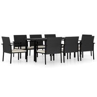 Set da Pranzo da Giardino 9 pz in Polyrattan Nero cod mxl 36922