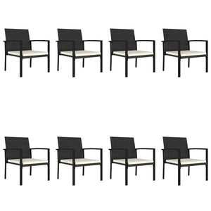 Set da Pranzo da Giardino 9 pz in Polyrattan Nero cod mxl 36922