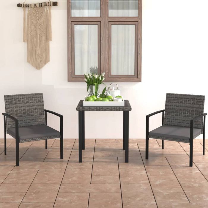 Set da Pranzo da Giardino 3 pz in Polyrattan Grigio 3065711