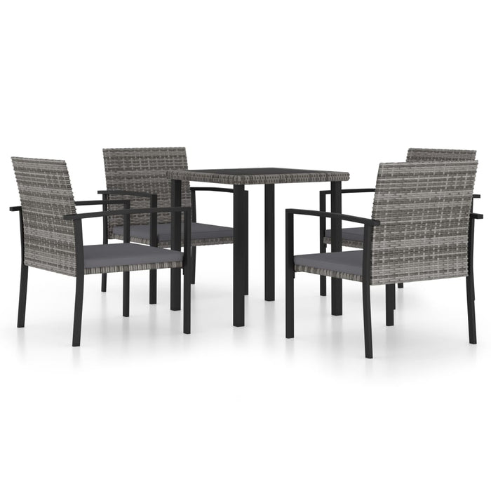 Set da Pranzo da Giardino 5 pz in Polyrattan Grigio cod mxl 36149