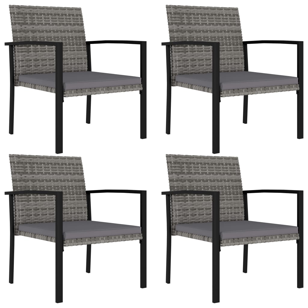 Set da Pranzo da Giardino 5 pz in Polyrattan Grigio cod mxl 36149