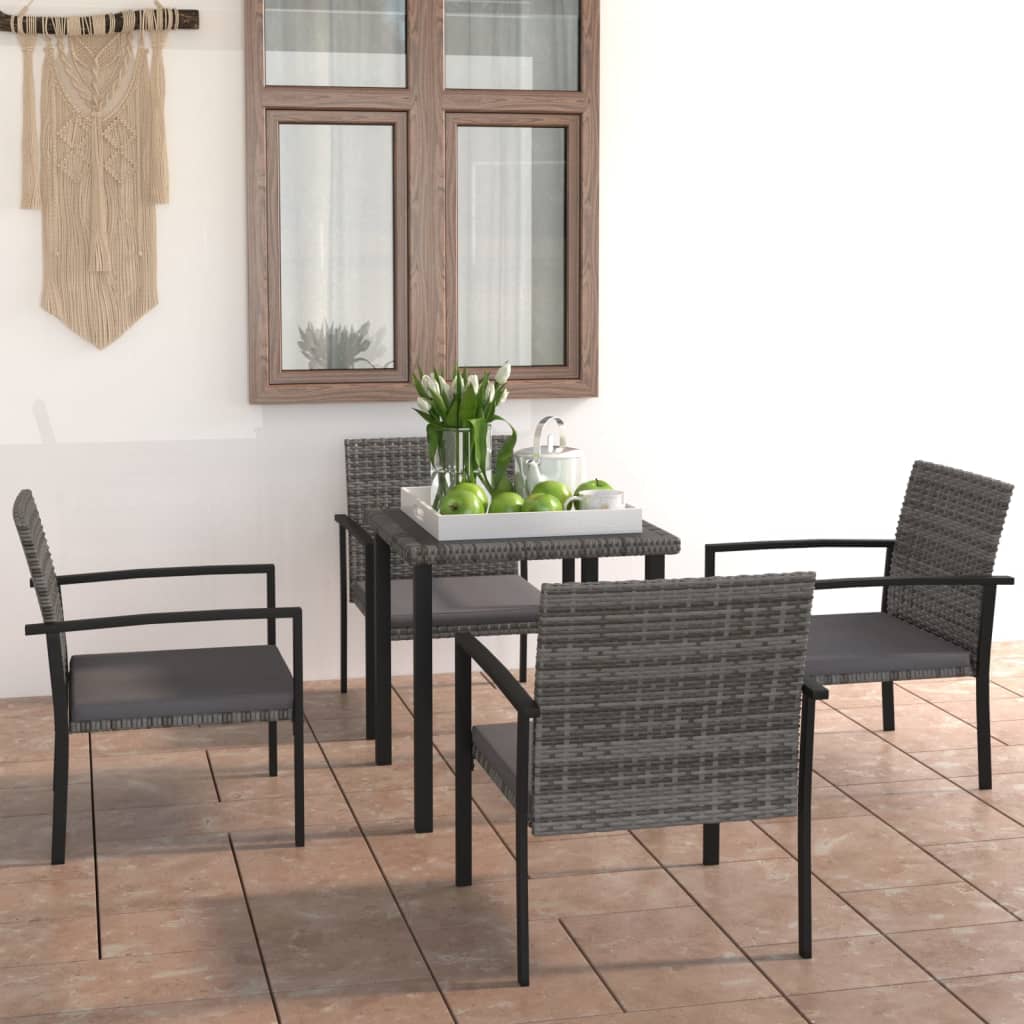 Set da Pranzo da Giardino 5 pz in Polyrattan Grigio cod mxl 36149