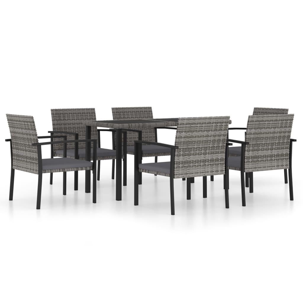 Set da Pranzo da Giardino 7 pz in Polyrattan Grigio 3065714