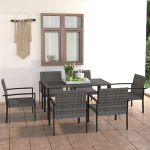 Set da Pranzo da Giardino 7 pz in Polyrattan Grigio 3065714