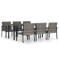 Set da Pranzo da Giardino 7 pz in Polyrattan Grigio cod mxl 36143