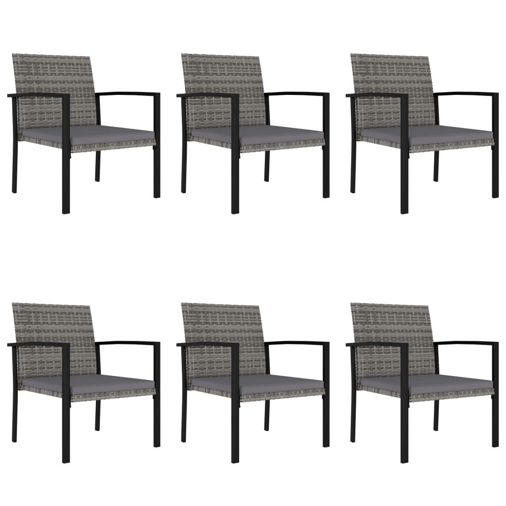 Set da Pranzo da Giardino 7 pz in Polyrattan Grigio cod mxl 36143