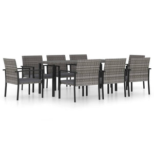 Set da Pranzo da Giardino 9 pz in Polyrattan Grigio cod mxl 36142