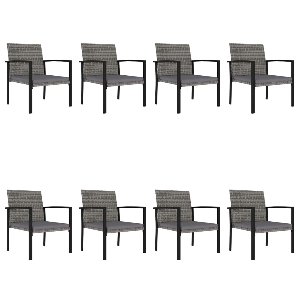 Set da Pranzo da Giardino 9 pz in Polyrattan Grigio cod mxl 36142