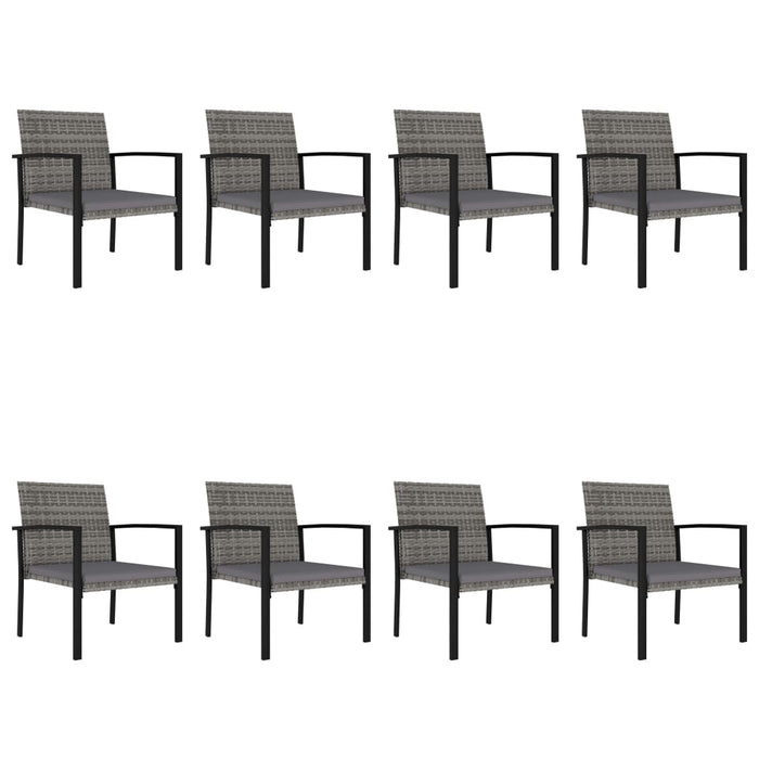 Set da Pranzo da Giardino 9 pz in Polyrattan Grigio 3065716