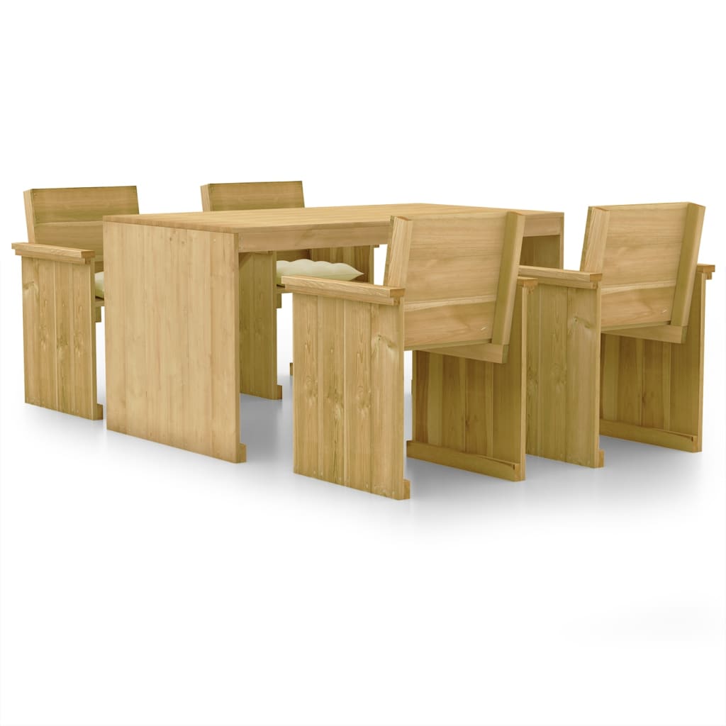 Set Pranzo da Giardino 5pz con Cuscini Legno di Pino Impregnato 3065719