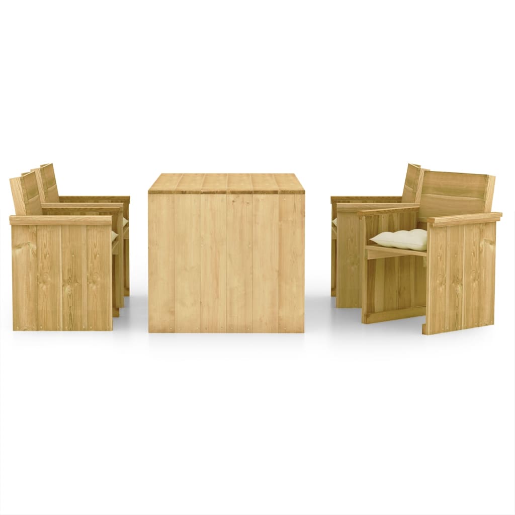 Set Pranzo da Giardino 5pz con Cuscini Legno di Pino Impregnato 3065719