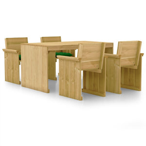 Set da Pranzo da Giardino e Cuscini 5 pz Legno Pino Impregnato cod mxl 41099