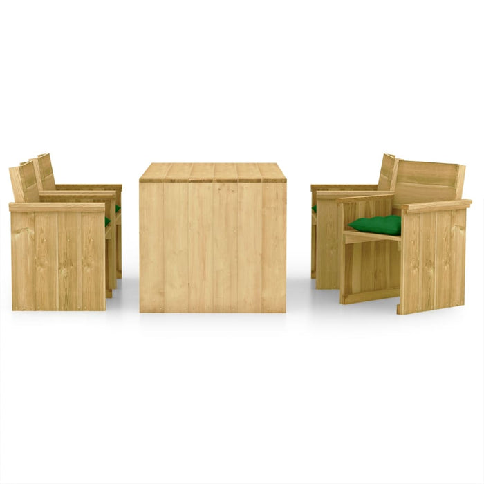 Set da Pranzo da Giardino e Cuscini 5 pz Legno Pino Impregnato cod mxl 41099