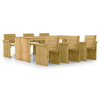 Set Pranzo da Giardino 7pz con Cuscini Legno di Pino Impregnato 3065731