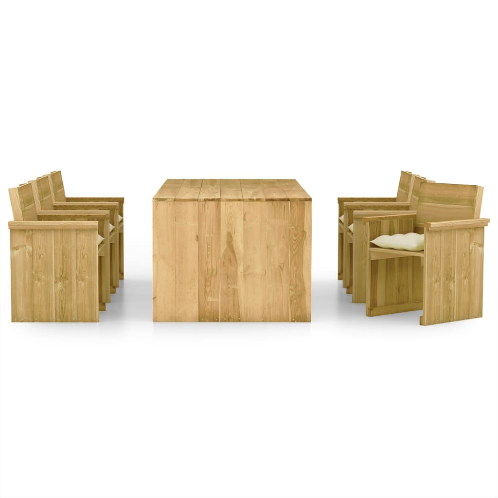 Set Pranzo da Giardino 7pz con Cuscini Legno di Pino Impregnato 3065731