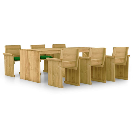 Set da Pranzo per Giardino con Cuscini 7pz in Pino Impregnato cod mxl 41096