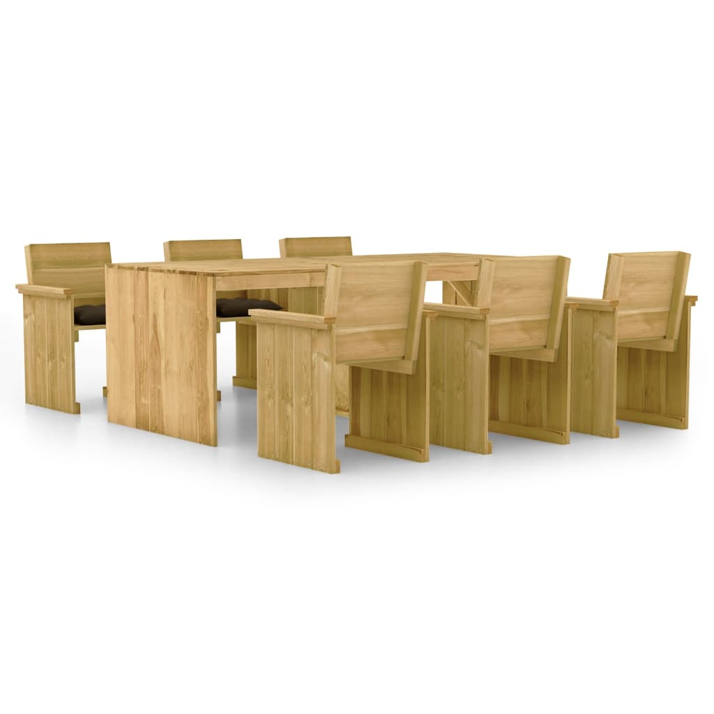 Set Pranzo da Giardino 7pz con Cuscini Legno di Pino Impregnato 3065737