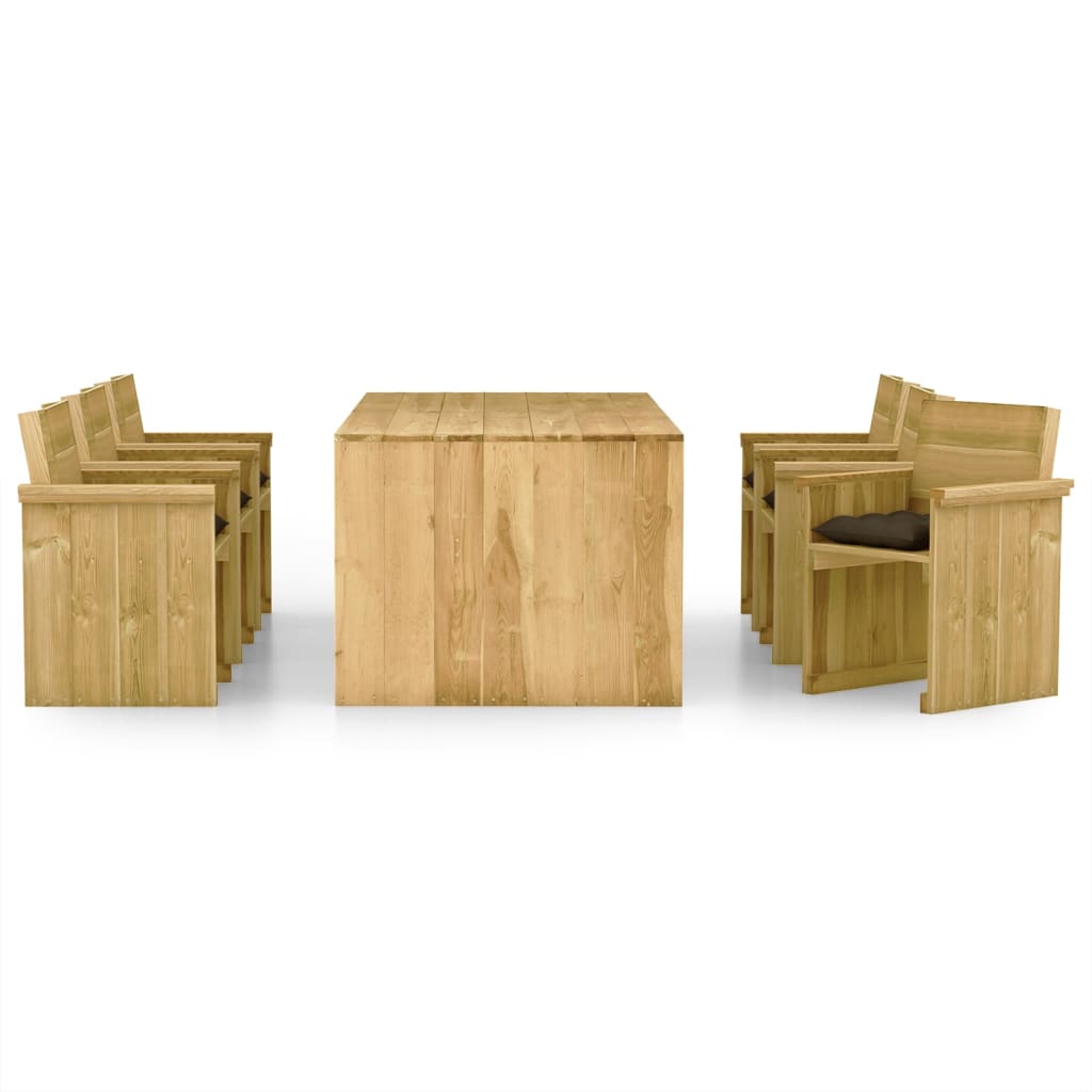 Set Pranzo da Giardino 7pz con Cuscini Legno di Pino Impregnato 3065737