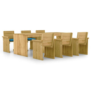 Set Pranzo da Giardino 7pz con Cuscini Legno di Pino Impregnato 3065739