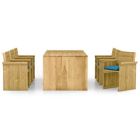 Set Pranzo da Giardino 7pz con Cuscini Legno di Pino Impregnato 3065739