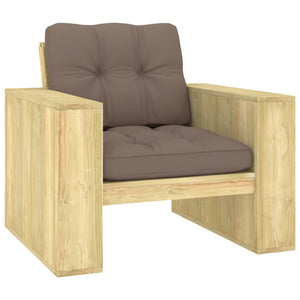 Sedia da Giardino con Cuscini Talpa in Legno Pino Impregnato  cod mxl 74199