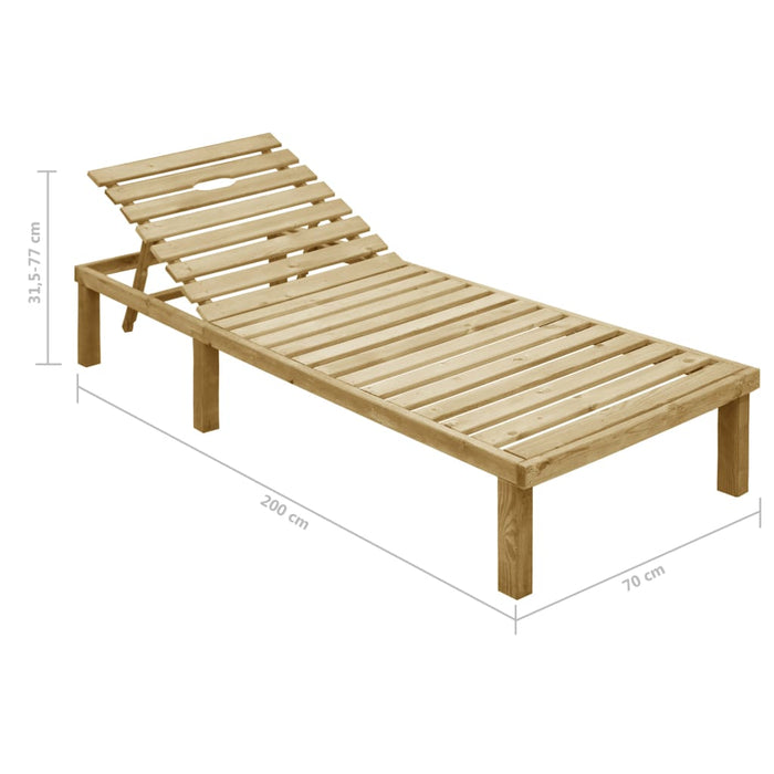 Lettino da Giardino con Cuscino Antracite Legno Pino Impregnato 3065819