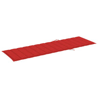 Lettino da Giardino con Cuscino Rosso in Legno Pino Impregnato cod mxl 24047