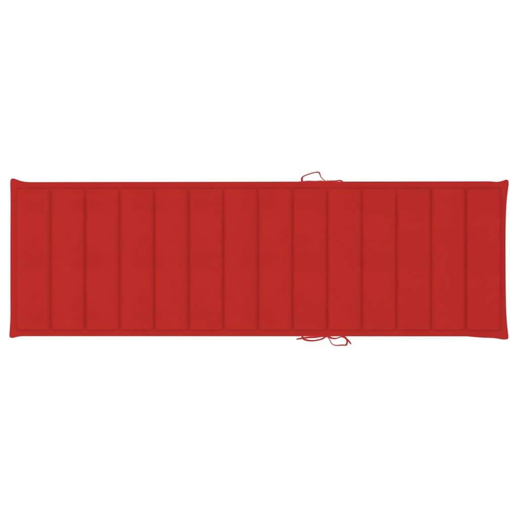 Lettino da Giardino con Cuscino Rosso in Legno Pino Impregnato cod mxl 24047