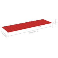 Lettino da Giardino con Cuscino Rosso in Legno Pino Impregnato cod mxl 24047