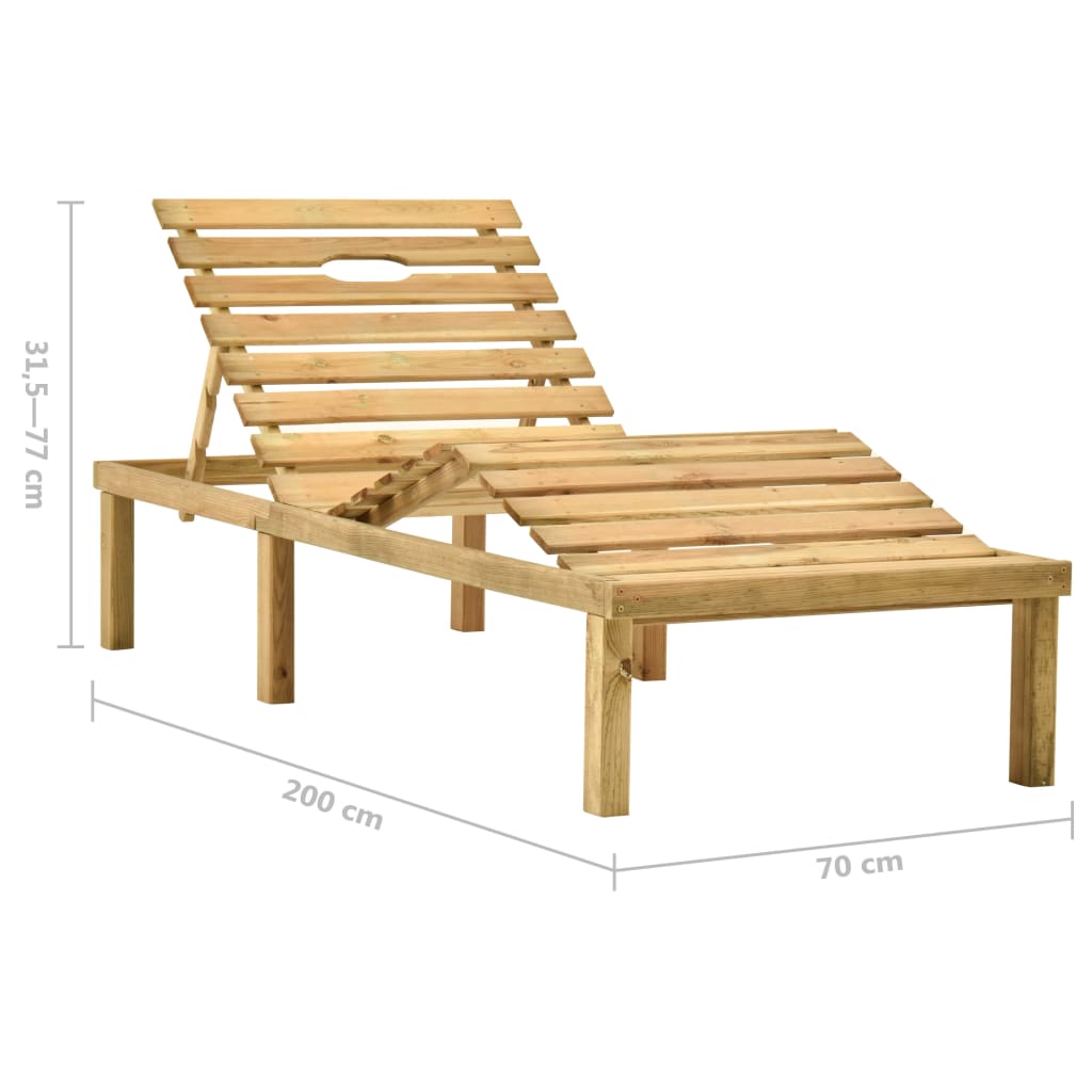 Lettino da Giardino con Cuscino Antracite Legno Pino Impregnato 3065849