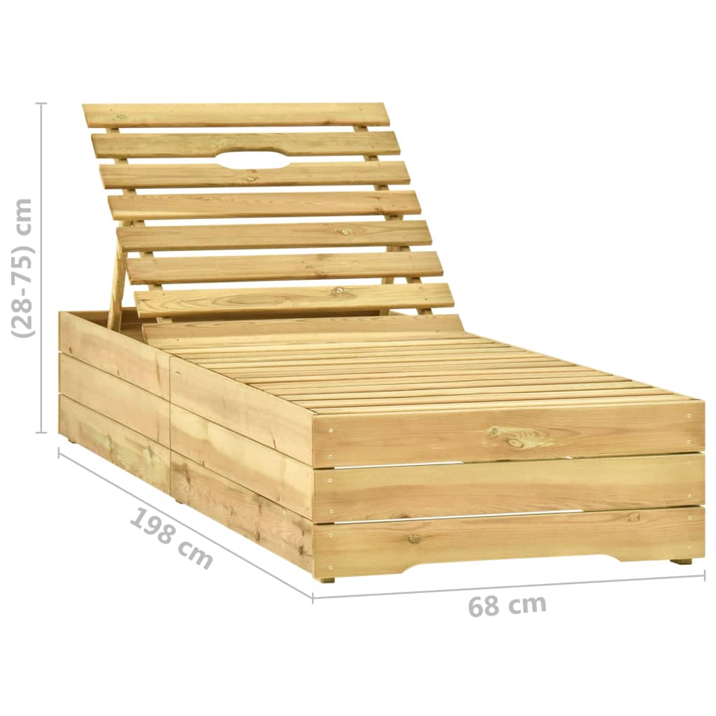 Lettino da Giardino con Cuscino Blu Royal Legno Pino Impregnato 3065919