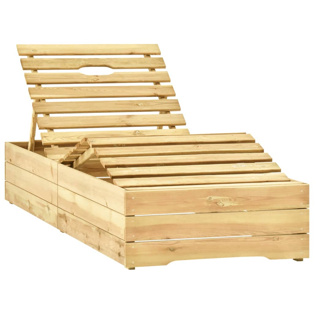 Lettino da Giardino con Tavolino Cuscino Legno Pino Impregnato cod mxl 72098