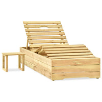 Lettino da Giardino con Tavolino Cuscino Legno Pino Impregnato 3065956