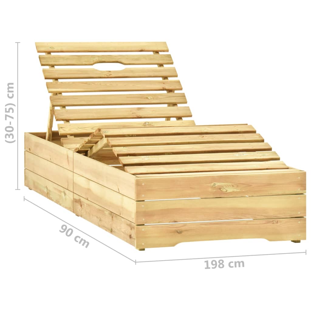 Lettino da Giardino con Tavolino Cuscino Legno Pino Impregnato 3065959