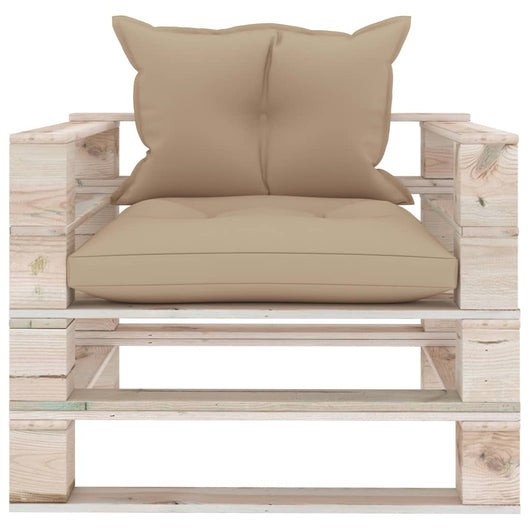 Divano da Giardino in Pallet con Cuscini Beige in Legno di Pino cod mxl 74204