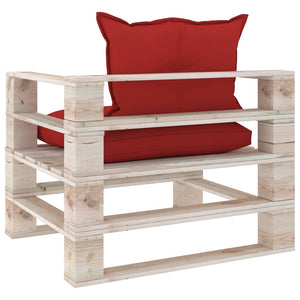 Poltrona da Giardino Pallet con Cuscini Rossi in Legno di Pino 3066047