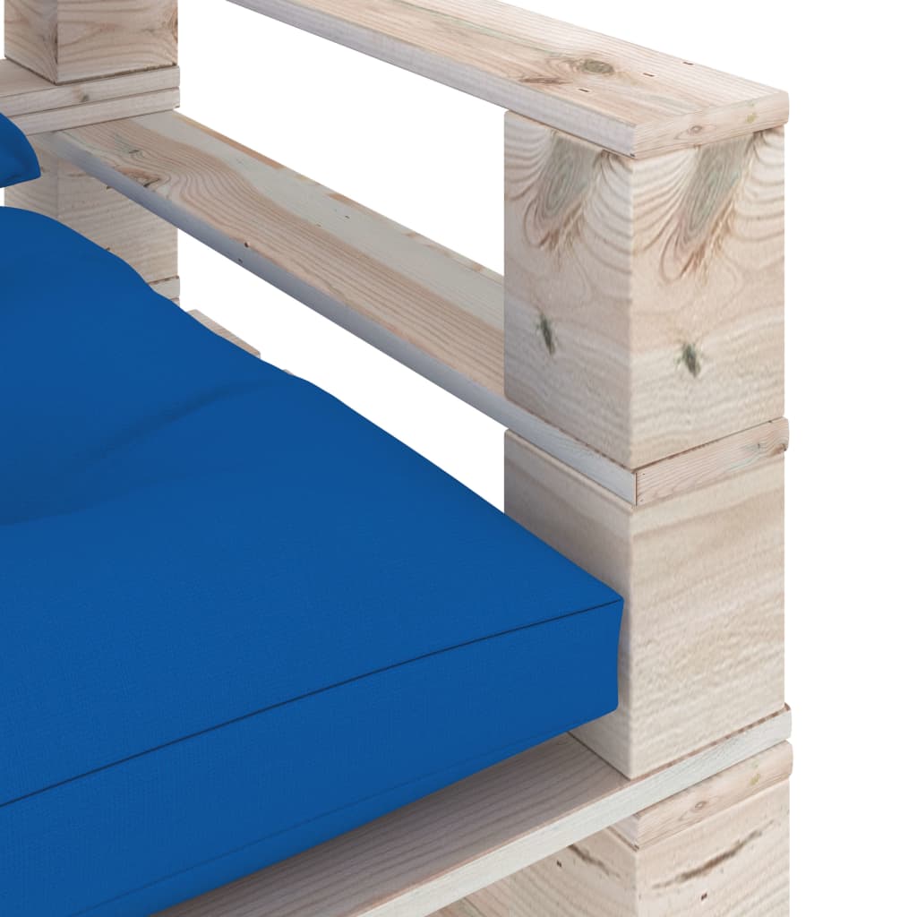 Divano da Giardino in Pallet Cuscini Blu Reale in Legno di Pino cod mxl 74207