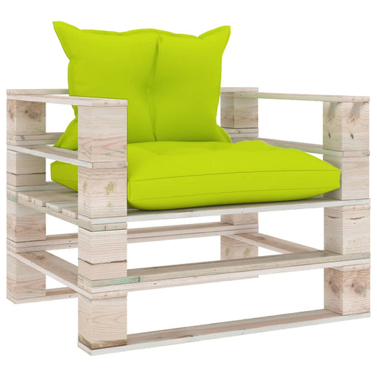 Divano da Giardino Pallet Cuscini Verde Brillante Legno di Pino cod mxl 74205