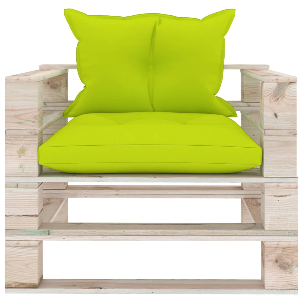 Divano da Giardino Pallet Cuscini Verde Brillante Legno di Pino cod mxl 74205